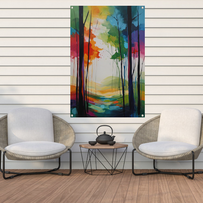 Abstracte Kleurrijke Boslandschap Impressie tuinposter