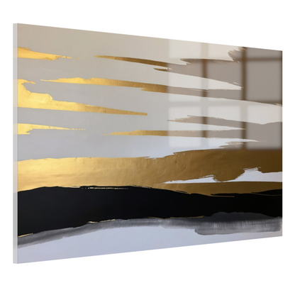 Abstracte Horizon in Goud en Zwart acrylglas