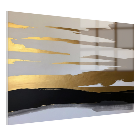 Abstracte Horizon in Goud en Zwart acrylglas