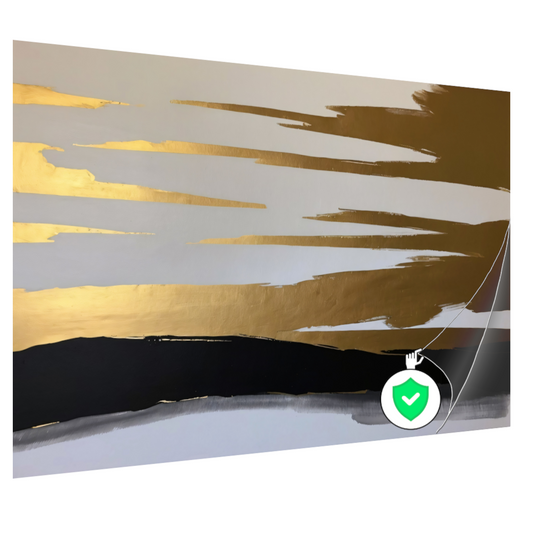 Abstracte Horizon in Goud en Zwart poster