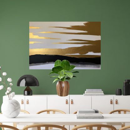 Abstracte Horizon in Goud en Zwart acrylglas