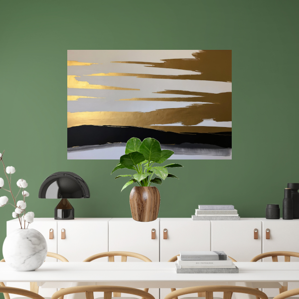 Abstracte Horizon in Goud en Zwart poster