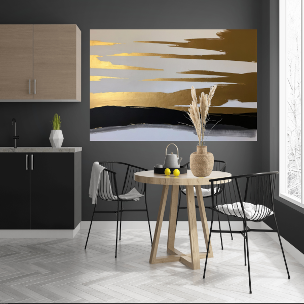 Abstracte Horizon in Goud en Zwart poster