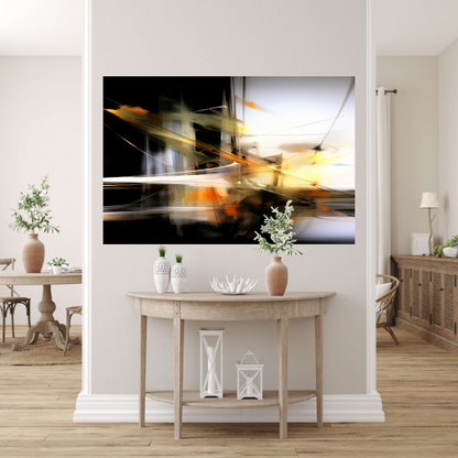 Gouden Schemering in Dynamische Vegen canvas met baklijst