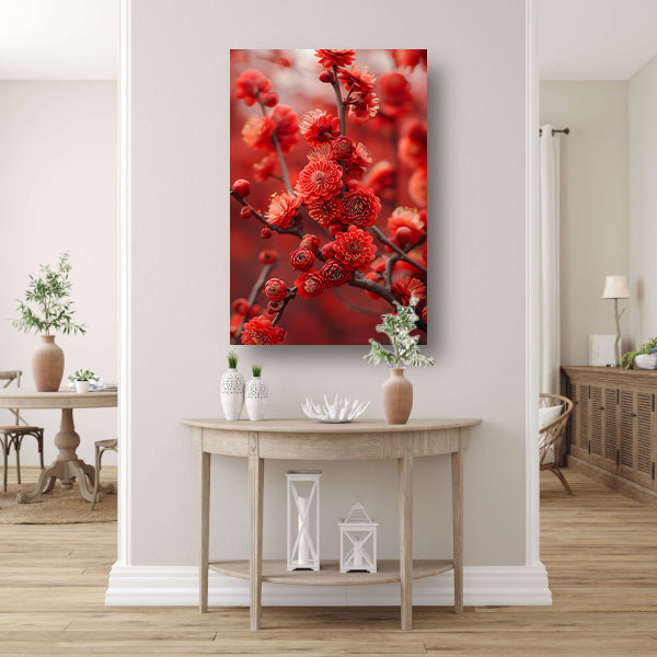 Rode Bloemen in Zachte Focus canvas