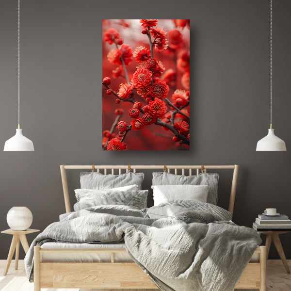 Rode Bloemen in Zachte Focus canvas
