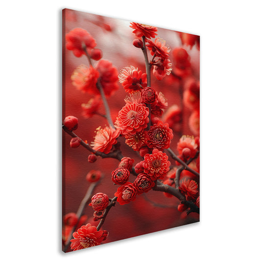 Rode Bloemen in Zachte Focus canvas