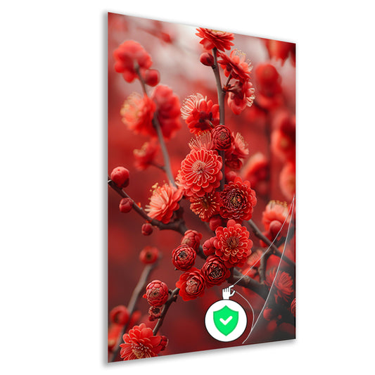 Rode Bloemen in Zachte Focus poster