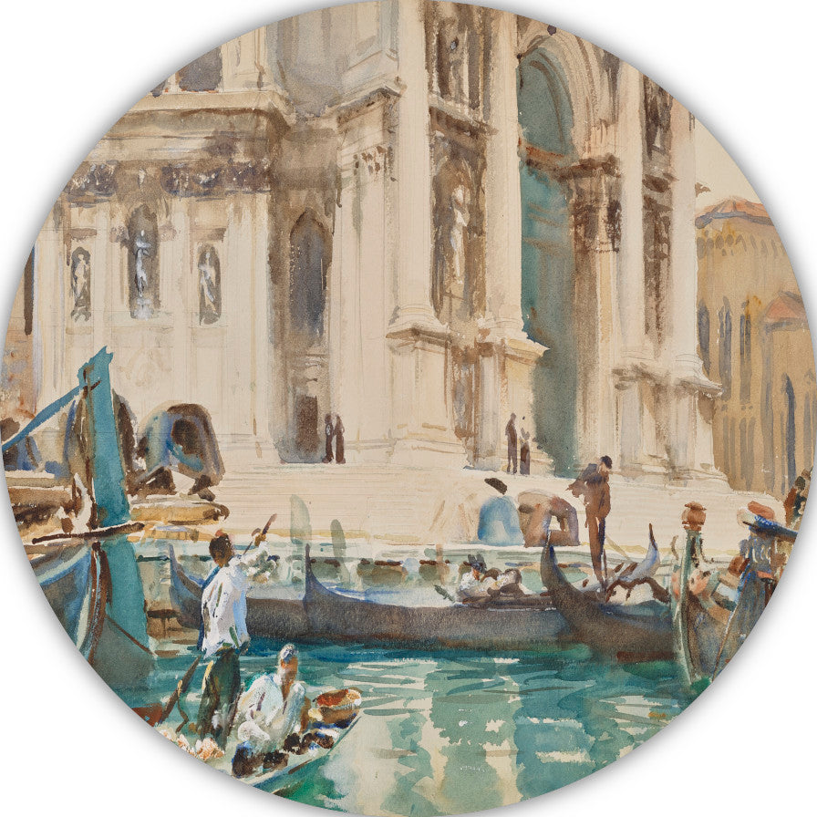 De gevel van La Salute, Venetië - John Singer Sargent aluminium muurcirkel