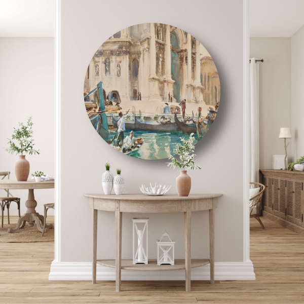 De gevel van La Salute, Venetië - John Singer Sargent aluminium muurcirkel