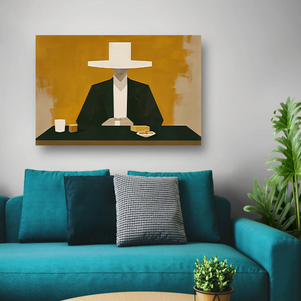 Geometrisch portret met hoed in minimalistische stijl   poster
