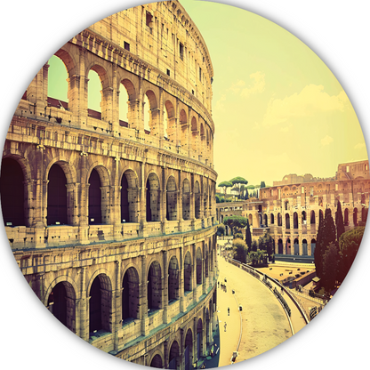 Het Colosseum in Sepia Tinten aluminium muurcirkel