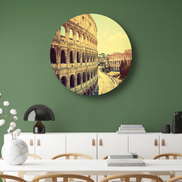 Het Colosseum in Sepia Tinten aluminium muurcirkel
