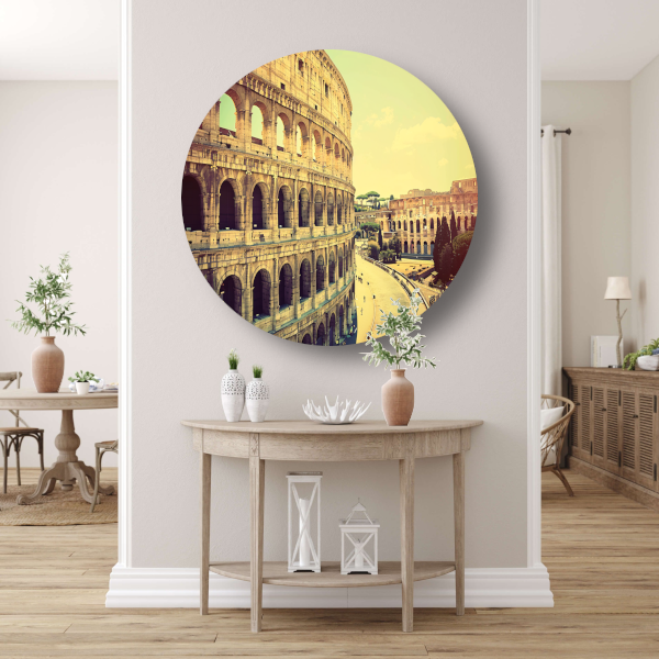 Het Colosseum in Sepia Tinten aluminium muurcirkel
