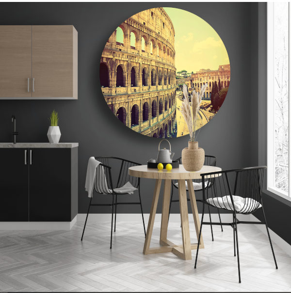 Het Colosseum in Sepia Tinten aluminium muurcirkel