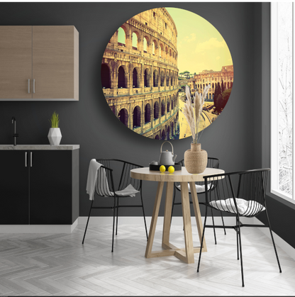 Het Colosseum in Sepia Tinten aluminium muurcirkel