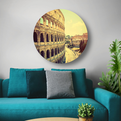Het Colosseum in Sepia Tinten aluminium muurcirkel
