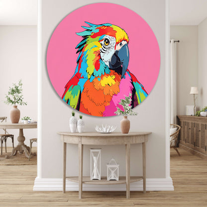 Kleurrijke en moderne popart papegaai schilderij forex muurcirkel