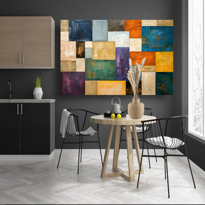 Abstracte kleurrijke rechthoeken met texturen canvas