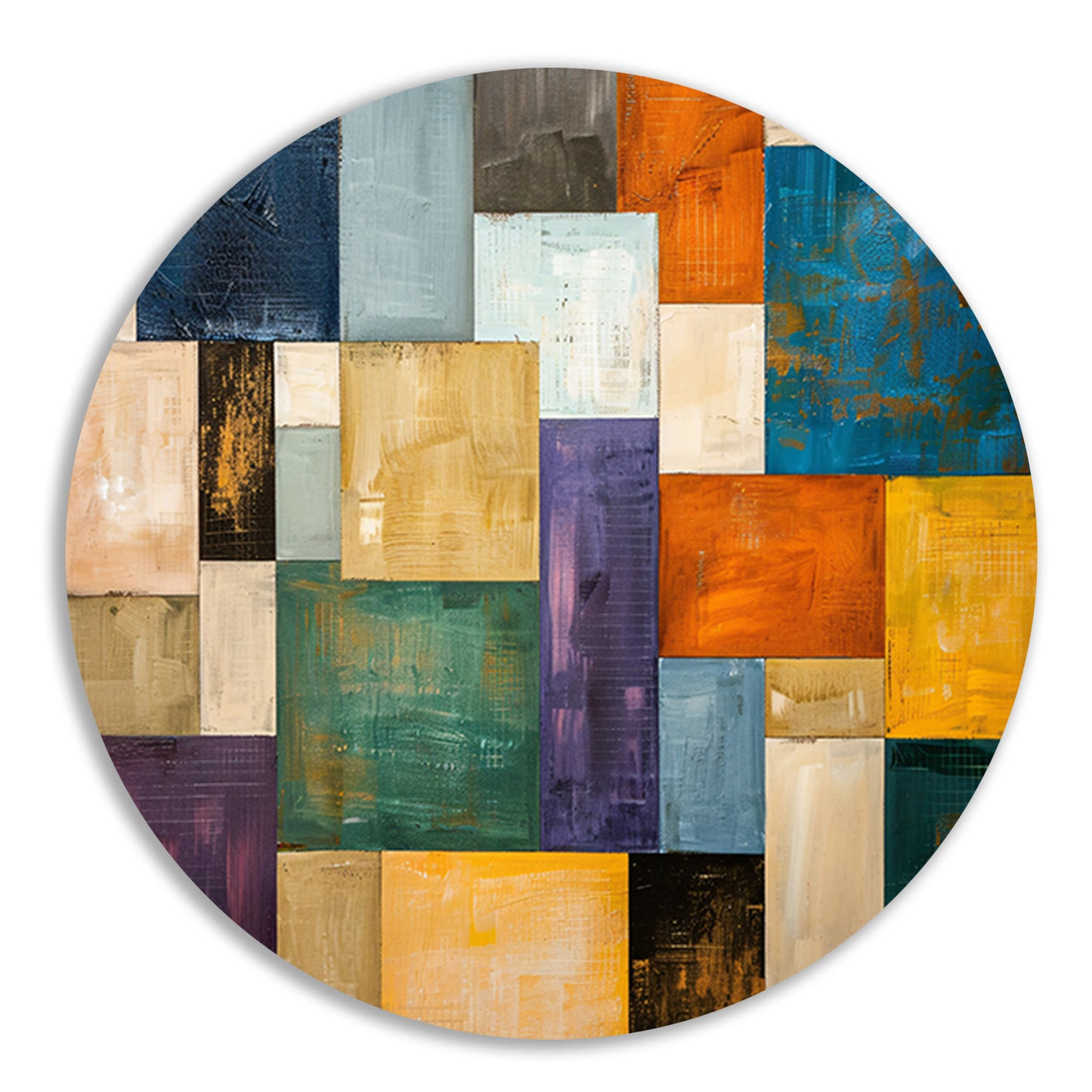 Abstracte kleurrijke rechthoeken met texturen forex muurcirkel