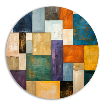 Abstracte kleurrijke rechthoeken met texturen forex muurcirkel