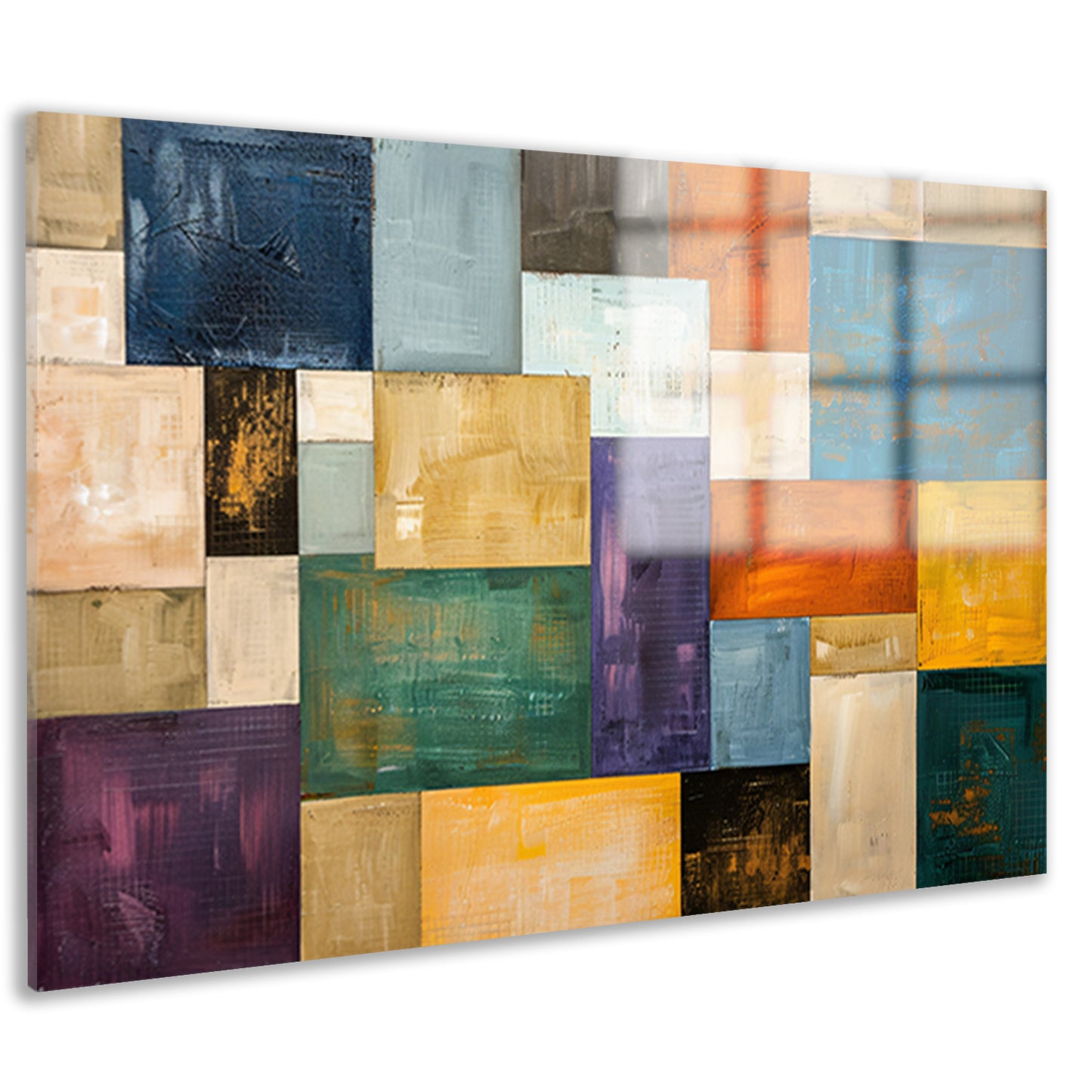Abstracte kleurrijke rechthoeken met texturen acrylglas