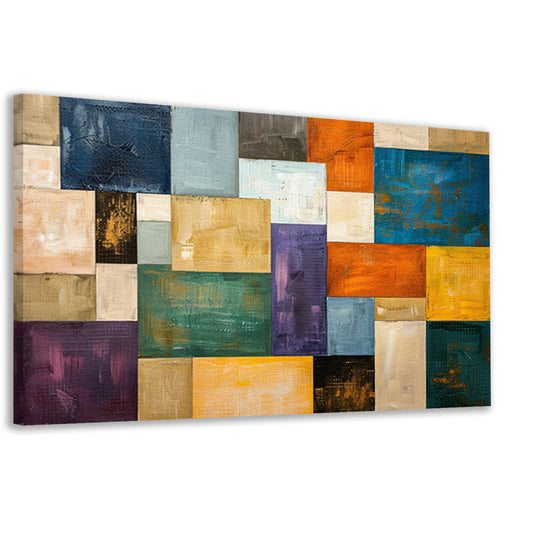 Abstracte kleurrijke rechthoeken met texturen canvas