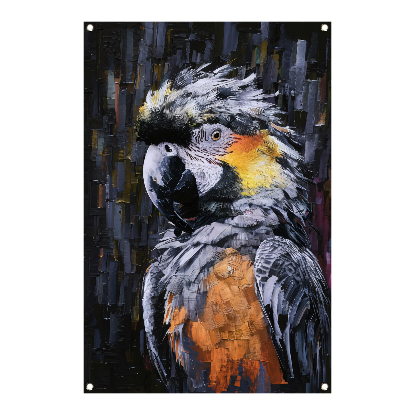 Abstracte expressie van een kleurrijke papegaai tuinposter