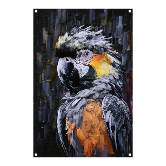 Abstracte expressie van een kleurrijke papegaai tuinposter