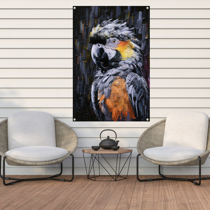 Abstracte expressie van een kleurrijke papegaai tuinposter