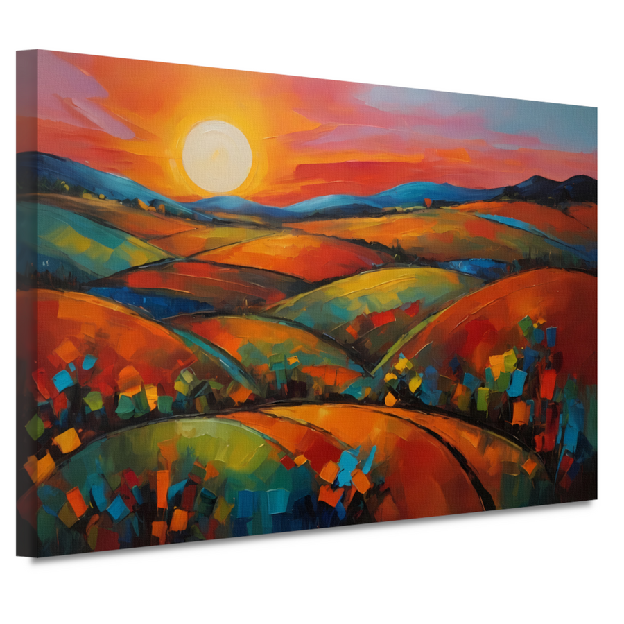 Kleurrijke impressie van een zonsondergang in de natuur canvas