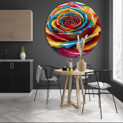 Abstracte Dans van Kleuren en Vormen aluminium muurcirkel