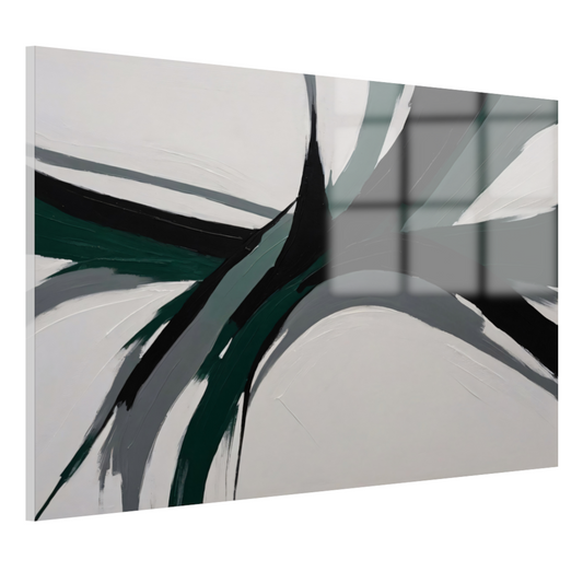 Dynamische Abstractie in Groen en Zwart acrylglas