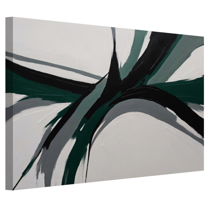 Dynamische Abstractie in Groen en Zwart canvas
