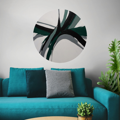 Dynamische Abstractie in Groen en Zwart forex muurcirkel