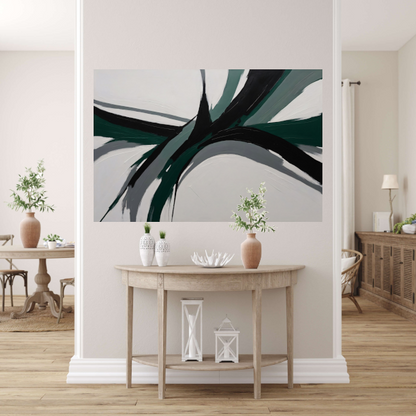 Dynamische Abstractie in Groen en Zwart poster