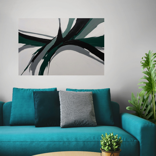 Dynamische Abstractie in Groen en Zwart poster