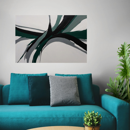 Dynamische Abstractie in Groen en Zwart poster