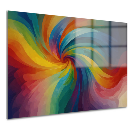 Dynamische abstracte kleurexplosie in werveling acrylglas