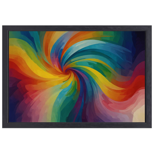 Dynamische abstracte kleurexplosie in werveling canvas met baklijst