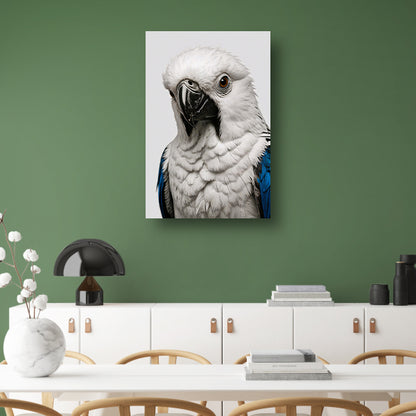 Witte Vogel met Blauwe Accenten Illustratie canvas