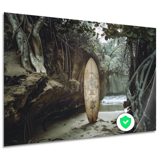 Surfplank op het strand poster