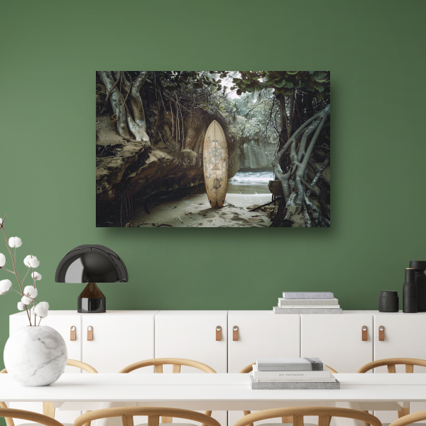 Surfplank op het strand poster