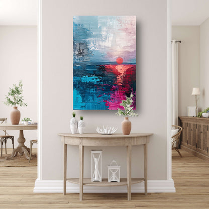 Abstracte moderne schilderij van zonsondergang acrylglas