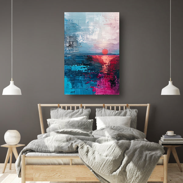 Abstracte moderne schilderij van zonsondergang acrylglas
