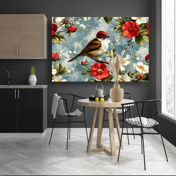 Vogeltje op bloesemtak poster