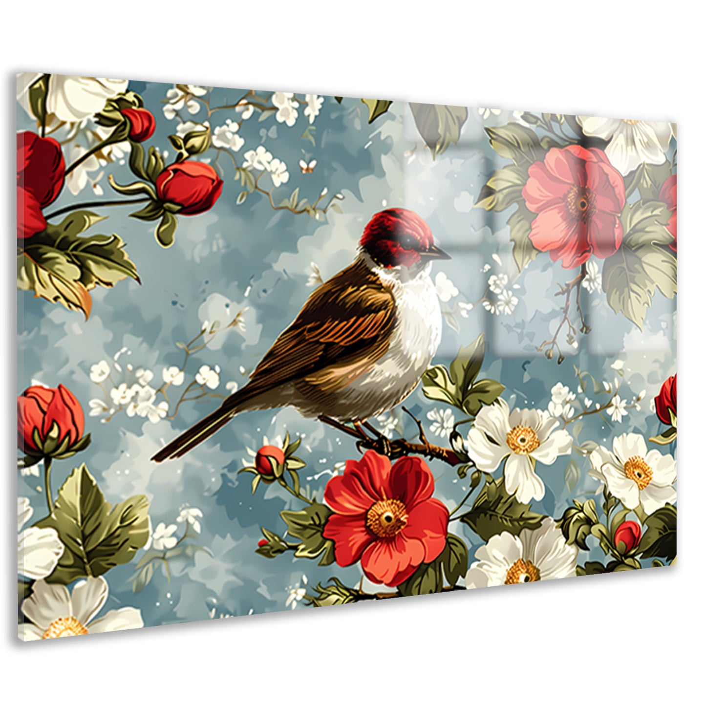 Vogeltje op bloesemtak acrylglas