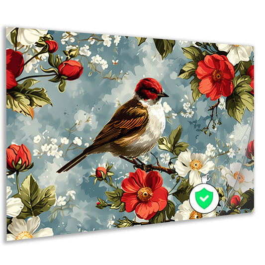 Vogeltje op bloesemtak poster