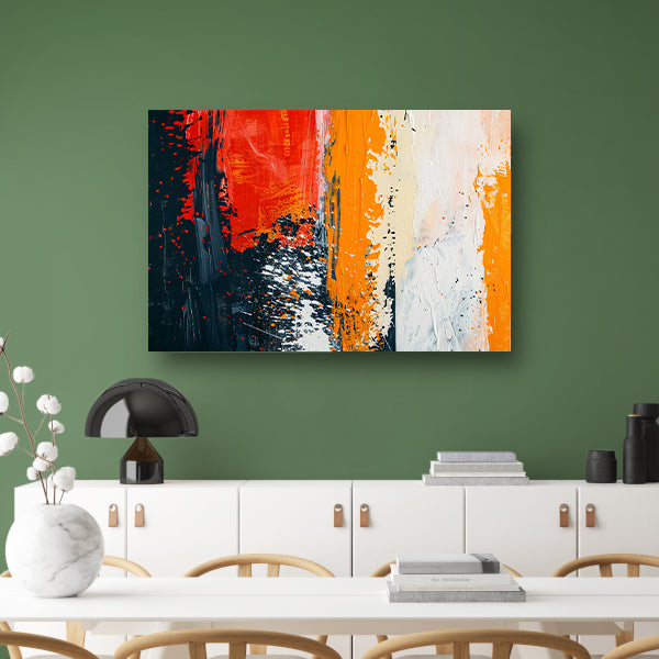 Dynamisch abstract schilderij met expressieve kleuren acrylglas