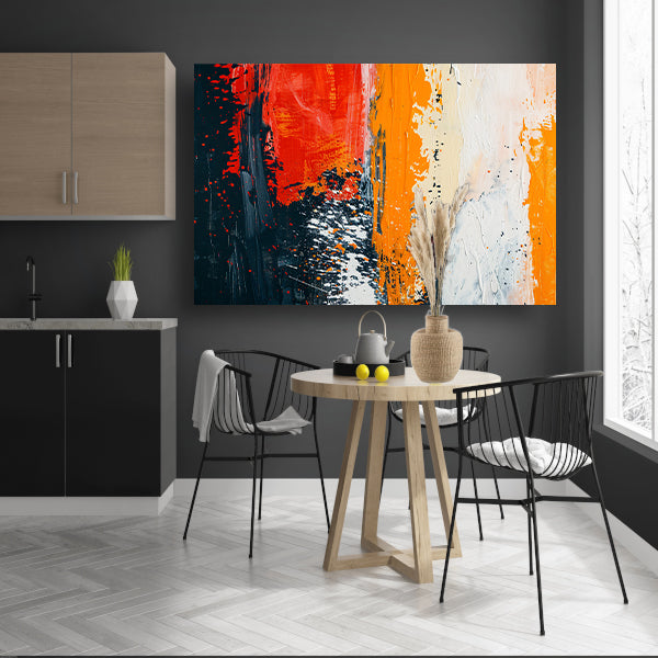 Dynamisch abstract schilderij met expressieve kleuren acrylglas